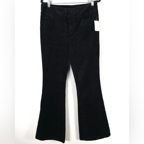 NWT PAIGE HR LOU LOU WIDE CLEAN FRONT WBBLACK OVERDYE VELVET FLARE Pants Size 31